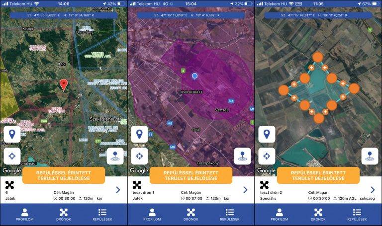 Képernyőképek a mydronespace mobilalkalmazásról